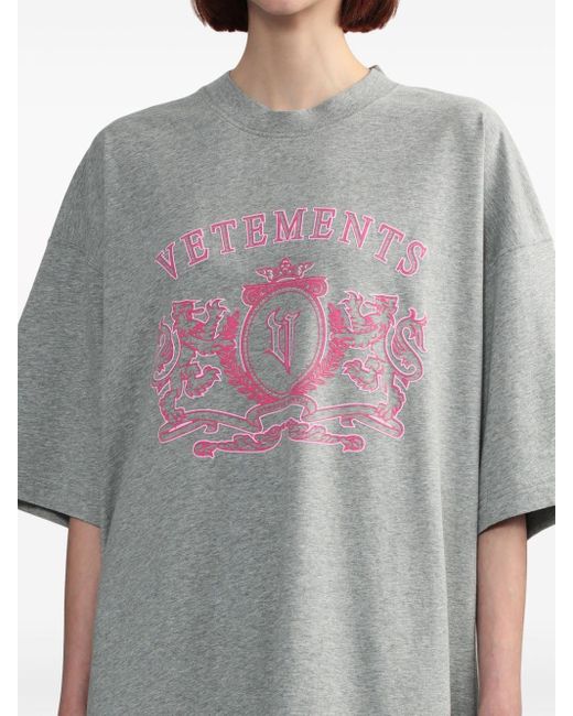 Vetements Gray Logo-appliqué Cotton T-shirt
