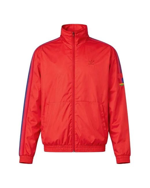 Adidas Red 3D Trefoil 3-Stripes Jacket for men