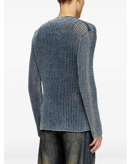 DIESEL Blue K-Redeam Ribbed-Knit Cardigan for men