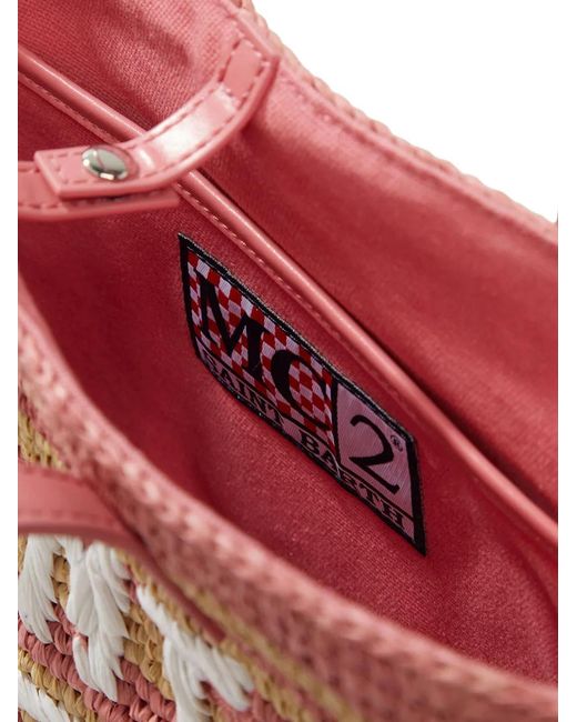 Sac Porté Épaule City À Rayures Cerise En Raphia Mc2 Saint Barth en coloris Pink