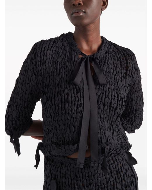 Blusa con detalle de lazo Prada de color Black