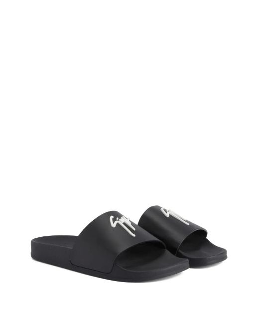 Giuseppe Zanotti Black Brett Logo-Embellished Slides for men