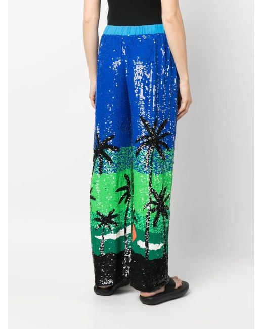 P.A.R.O.S.H. Blue Sequin-Embellished Trousers