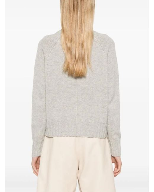 Allude White V-Neck Cardigan