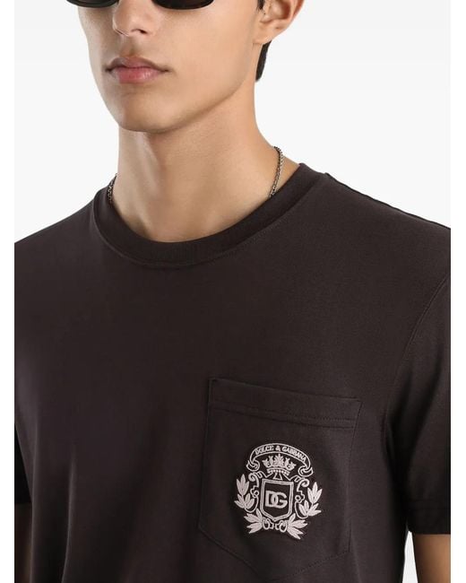 Dolce & Gabbana Black Logo-Patch T-Shirt for men