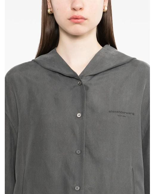 Alexander Wang Gray Buttoned Oversized Jacket