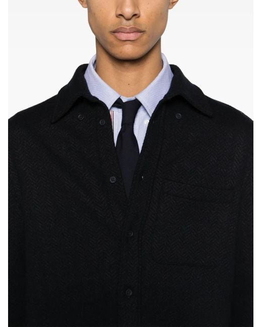 Thom Browne Black Oversized Herringbone Shirt for men