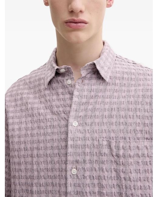 Samsøe & Samsøe Purple Textured Gingham Shirt for men