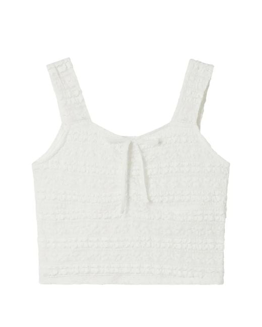 B+ AB White Ruffled Bow-Detail Top
