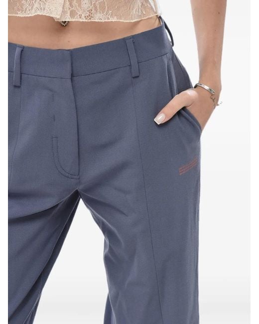 Off-White c/o Virgil Abloh Blue Slit-Detail Flared Trousers