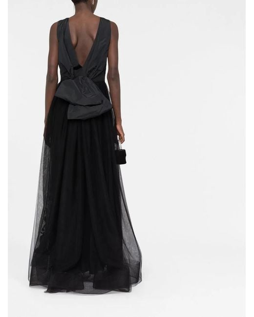 Alberta Ferretti Black Embroidered Tulle Gown