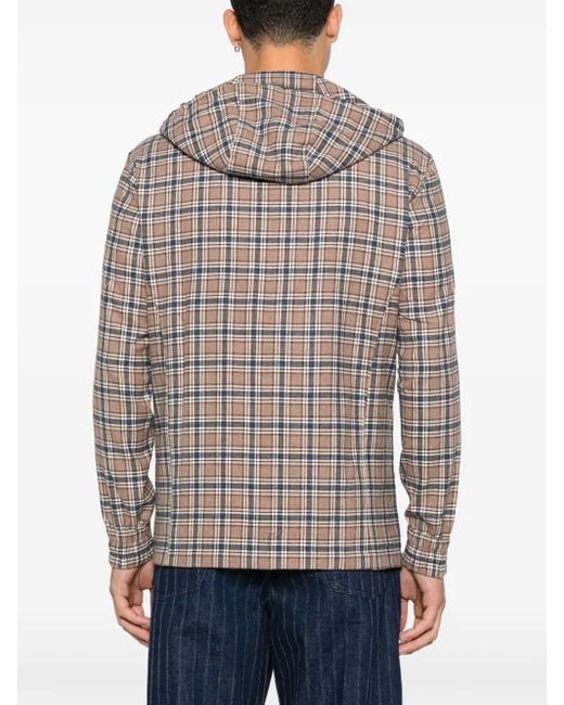 Kiton Brown Check-Pattern Hoodie for men