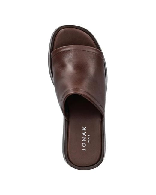 JONAK PARIS Brown Eugene Wedge-Heel Leather Sandals