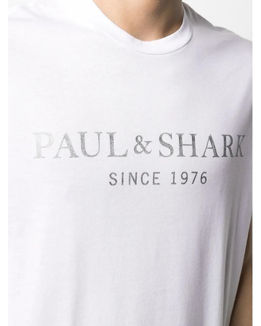 Paul & Shark White Logo-Print Crew-Neck T-Shirt for men