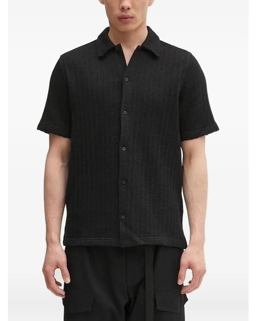 Samsøe & Samsøe Black Ribbed Short-Sleeve Shirt for men