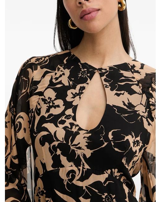 SIMONA CORSELLINI Natural Floral-Print Open-Back Dress