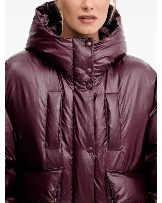 Patrizia Pepe Red Hooded-Neckline Padded Jacket