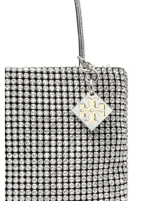 Mini sac à main à ornements en cristal Tory Burch en coloris White
