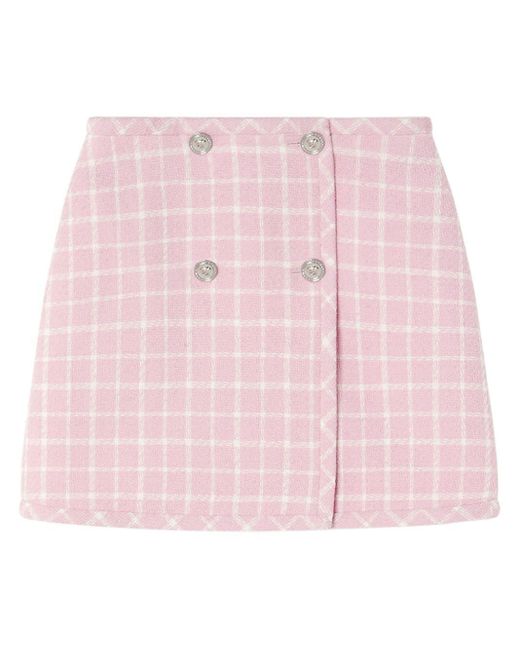 Minijupe Contrasto en tweed Versace en coloris Pink