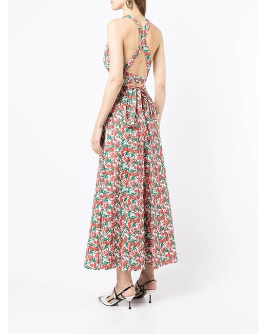 Philosophy Di Lorenzo Serafini White Fantasy-Print Cut-Out Waist Dress