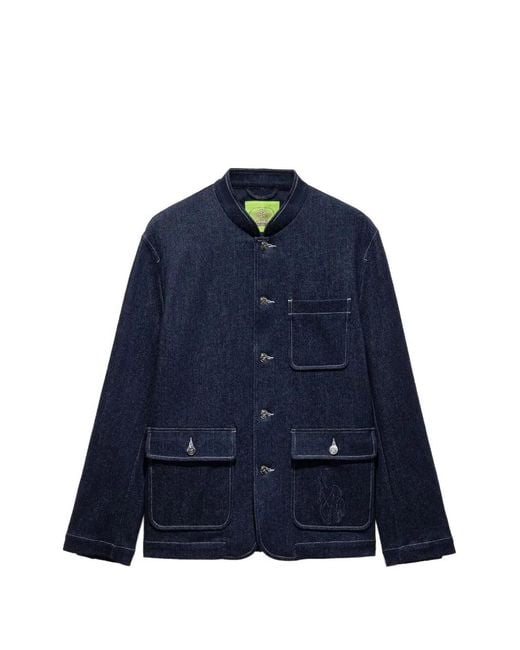Shanghai Tang Blue Five-Button Horse Jacket for men