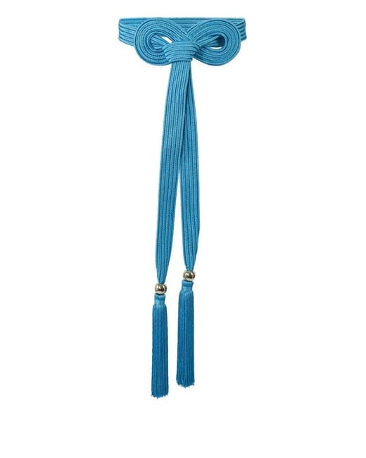 Carolina Herrera Blue Satin Rope Belt