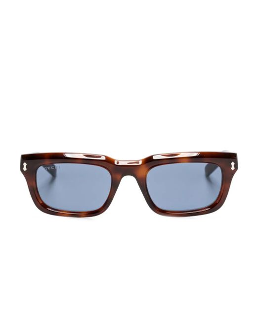 Occhiali Da Sole Squadrati Con Effetto Tartarugato di Gucci in Blue da Uomo