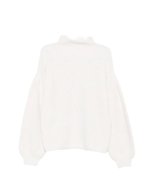 ELY ELY White Ribbed-Knit High-Neck Sweater