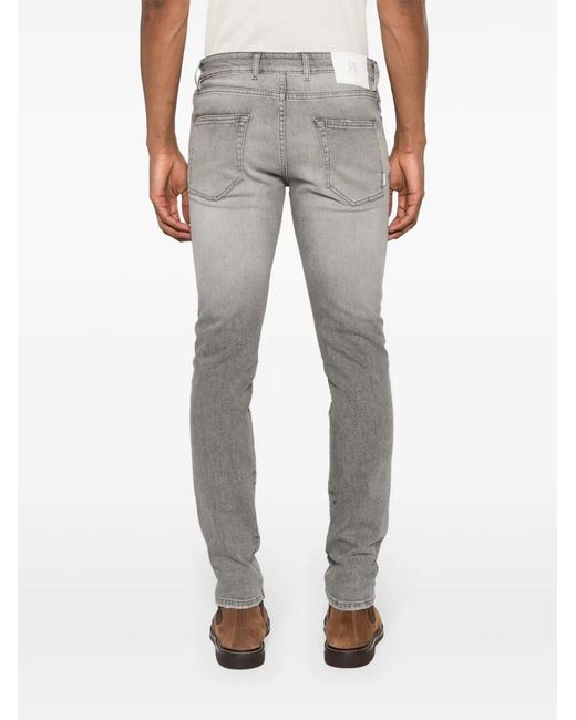 PT Torino Gray Mid-Rise Slim-Fit Jeans for men