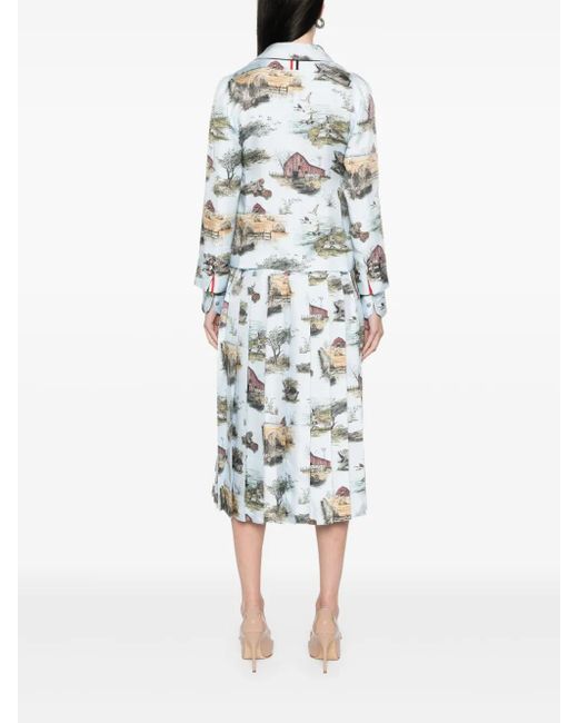 Thom Browne White All-Over Print Blazer