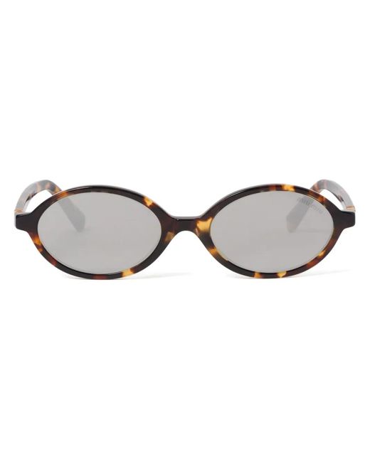 Miu Miu Brown Regard Oval-Frame Sunglasses