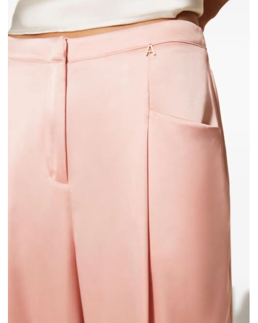 Twinset Pink Satin Palazzo Trousers