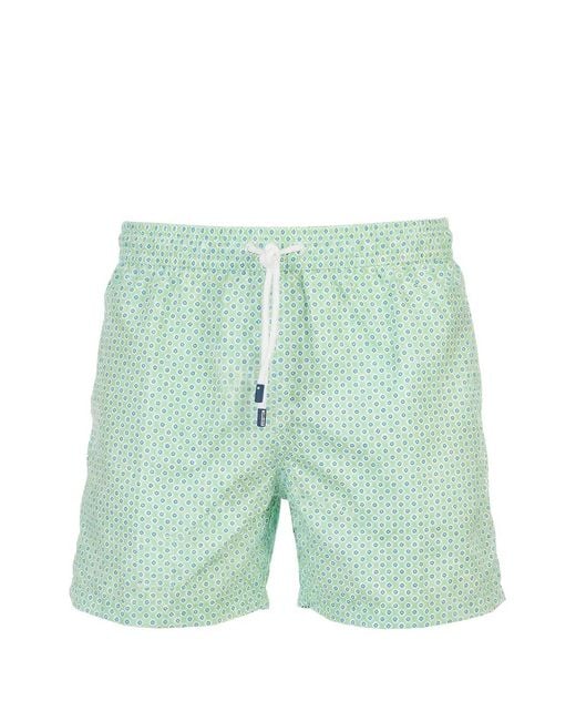 Fedeli Green Short De Bain À Imprimé Géométrique for men