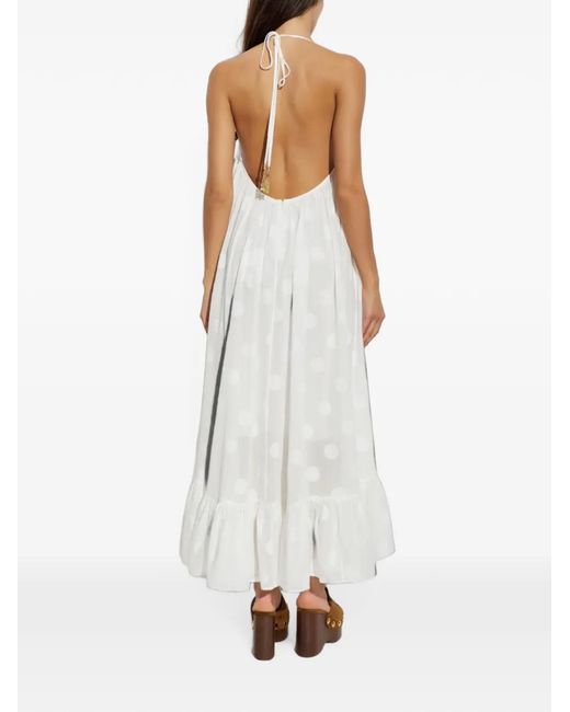 Zimmermann White Solstice Polka-Dot Ruffled Midi Dress