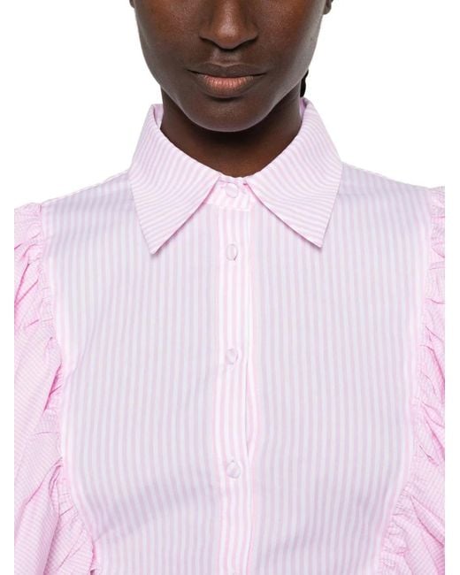 Jijil Pink Striped Ruffled Shirt