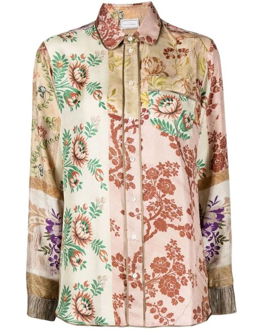 Pierre Louis Mascia Pink Floral-Print Silk Shirt