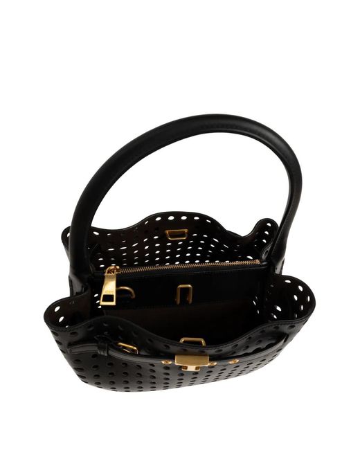 Tod's White Perforated Buckled Leather Tote Bag