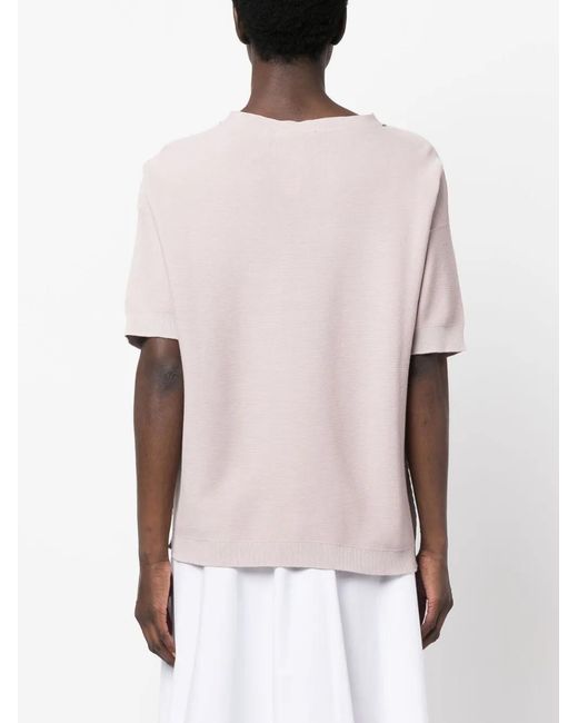 Fabiana Filippi Pink Ball-Chain Detail Fine-Knit Top