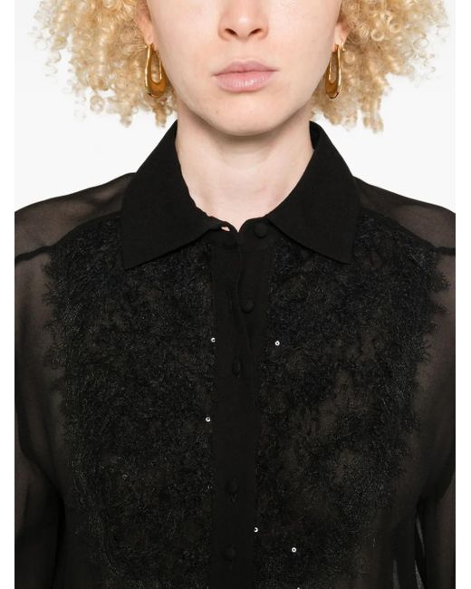 ERMANNO FIRENZE Black Embellished Blouse