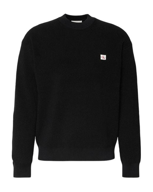 Calvin Klein Black Logo-Patch Sweater for men