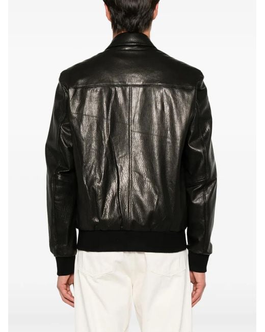 SERGIO MORETTI FIRENZE Black Grainy-Leather Jacket for men