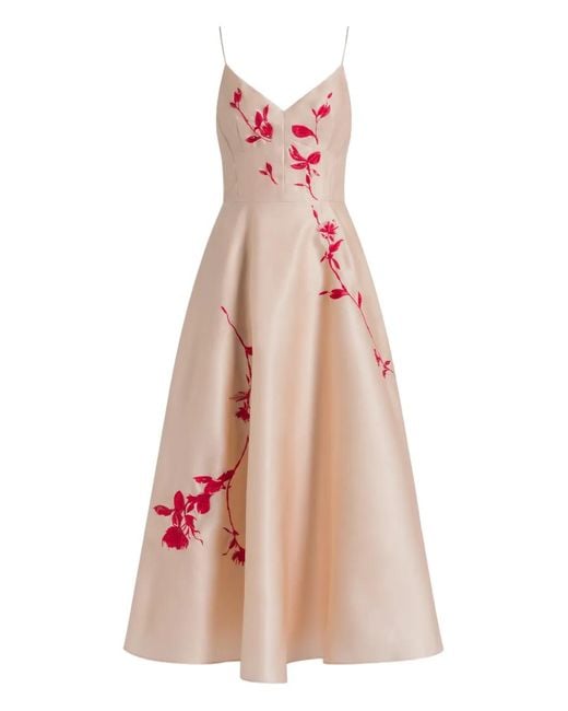 Vestido midi con motivo floral Alberta Ferretti de color Pink