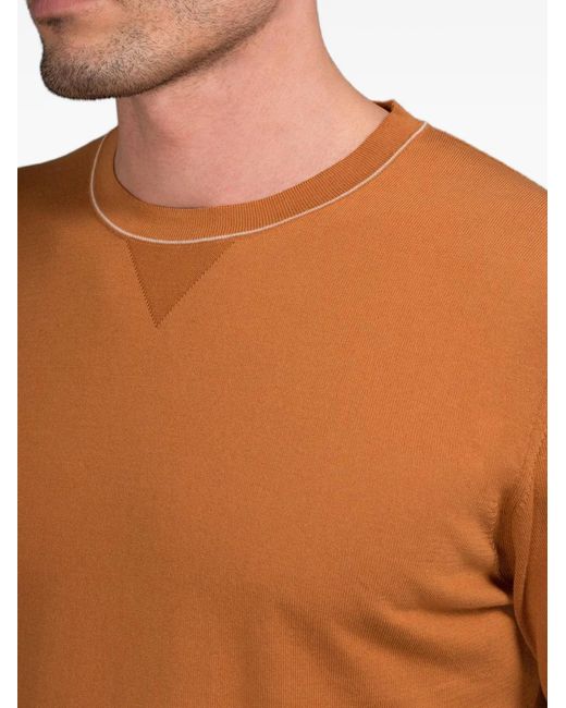 Moorer Orange Tristand Crew-Neck Sweater for men
