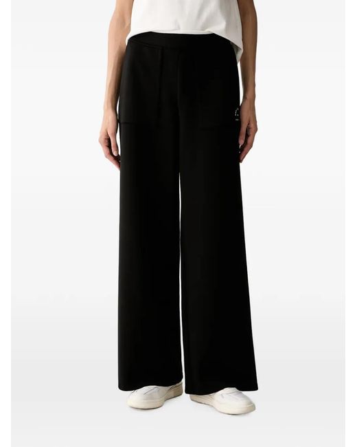 Karl Lagerfeld Black Logo-Print Wide-Leg Trousers
