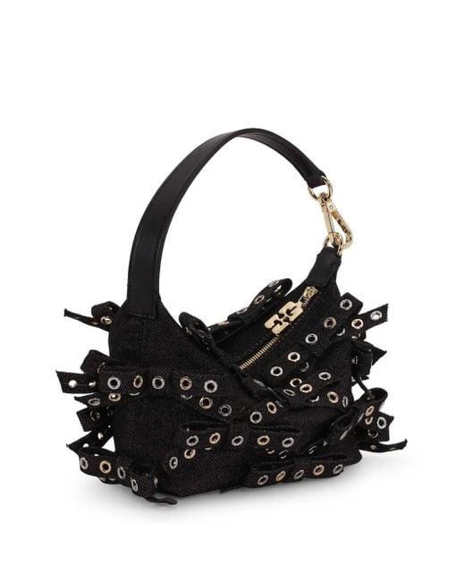 ★Ganni★ Small Butterfly Bow Eyelet Mix Denim Tote Bag Blac MUSINSA | GANNI Small Butterfly Bow Eyelet Mix Denim Tote
