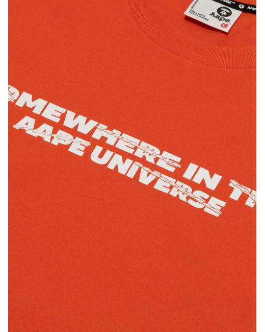 Aape By A Bathing Ape Red Aapeunvs Graphic-Print T-Shirt for men