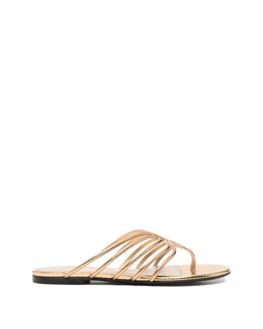 ALEVI White Strappy Metallic Leather Sandals