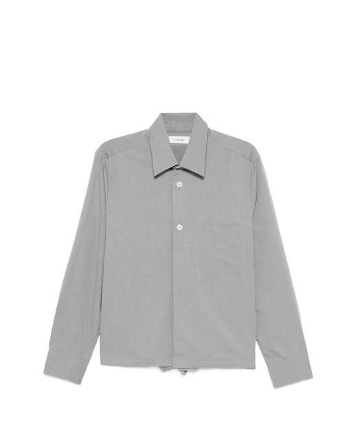 Lardini Gray Patch-Pocket Popover Shirt for men