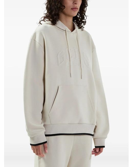 Gcds Natural Logo-Embossed Hoodie