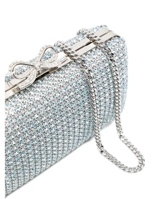 Self-Portrait Gray Crystal-Embellished Clutch Bag